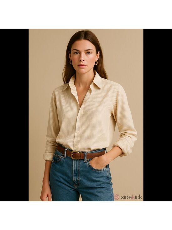Liz Claiborne Tops - Retro Liz Claiborne Beige Stripe Button-Up Ralphcore/Normcore Shirt